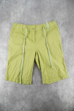Think Tank Women's Size 14 Lime Green Bermuda Shorts Drawstring D Ring Y2K